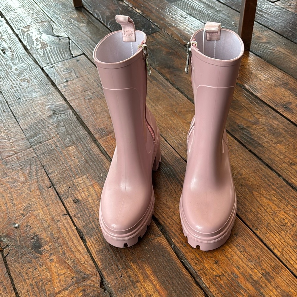 Moncler Pink Winter Rain Boots Ankle-Height Rubber
